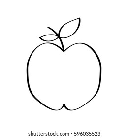 apple fresh fruit drawing icon