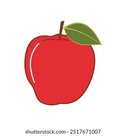 apple fresh fruit icon illustration design graphic flat style red apple fruit. Illustration in cartoon style on a white background. Element design of fruit