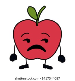 apple fresh fruit kawaii character