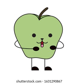 apple fresh fruit kawaii character vector illustration design