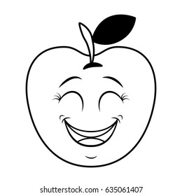 apple fresh fruit kawaii character
