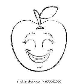 apple fresh fruit kawaii character