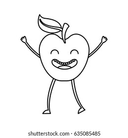 apple fresh fruit kawaii character