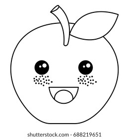 apple fresh fruit kawaii character