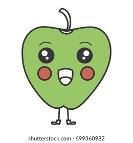 apple fresh fruit kawaii character