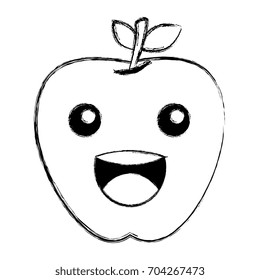 apple fresh fruit kawaii character