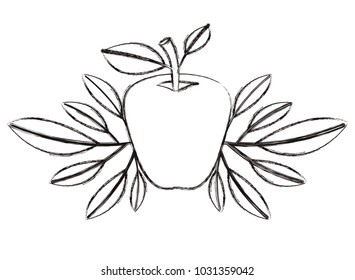 apple fresh fruit with leafs frame