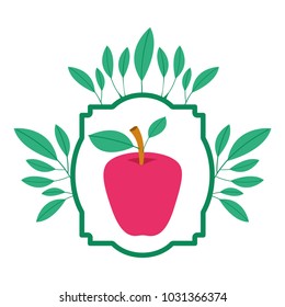 apple fresh fruit with leafs frame