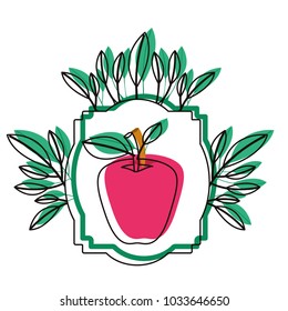 apple fresh fruit with leafs frame