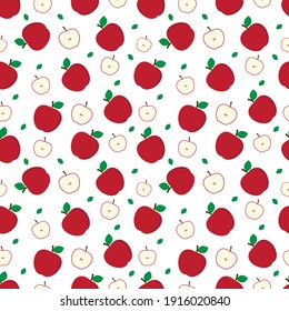 Apple fresh fruit seamless abstract pattern on white background vector design