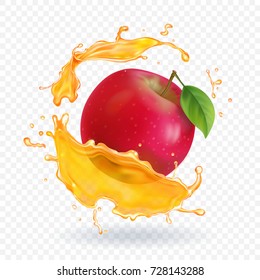 Apple fresh juice realistic illustration