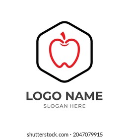 apple fresh logo design with flat red and black color style