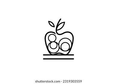 Apple fruit abstract design logo template with circle inside