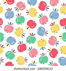 
Apple Fruit Background. Abstract Seamless Pattern with Apples. Colorful Fruits Wallpaper. Healthy Summer Food Background