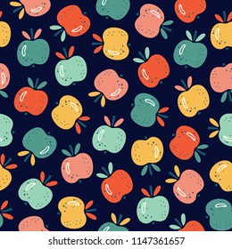 Apple Fruit Background. Abstract Seamless Pattern with Apples. Colorful Fruits Wallpaper. Healthy Summer Food Background