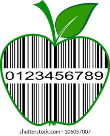 apple fruit with barcode isolated on white background. vector illustration