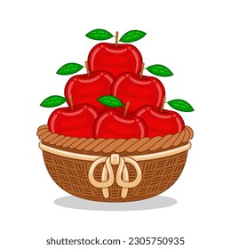 apple fruit in basket vector illustration