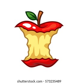Apple fruit bite core vector.