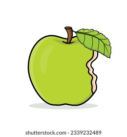 Apple. fruta de manzana. manzana mordida. Ilustración de diseño de icono de vectores de caricatura de Apple