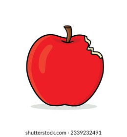 Apple. fruta de manzana. manzana mordida. Ilustración de diseño de icono de vectores de caricatura de Apple