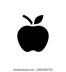 Apple fruit black glyph ui icon. Organic products selling. Local farmers market. User interface design. Silhouette symbol on white space. Solid pictogram for web, mobile. Isolated vector illustration