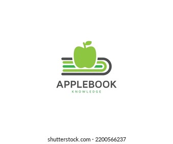 Apple Fruit With Book Logo Design Illustration