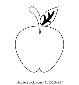 Apple fruit cartoon in black and white