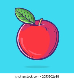 Apple fruit cartoon icon illustration. flat cartoon style. food fruit icon concept isolated.
