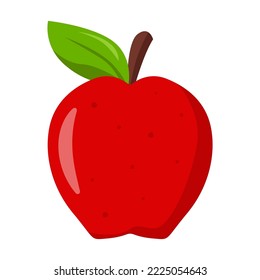 Apple Fruit Cartoon Illustration Isolated on White Background. Flat Vector. Good used for Logo, Icon, Stickers, and etc.