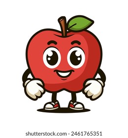 apple fruit cartoon kawaii vector illustration template design. cute cartoon character.