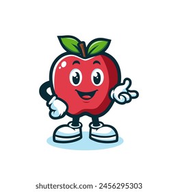 Apple fruit cartoon mascot design vector