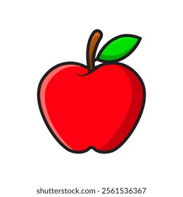Apple fruit cartoon outline style colorful icon isolated illustration