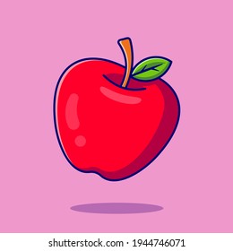 Apple Fruit Cartoon Vector Icon Illustration. Food Fruit Icon Concept Isolated Premium Vector. Flat Cartoon Style