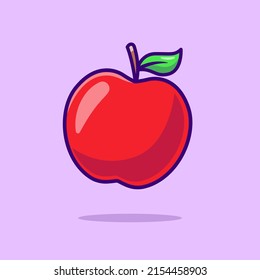 Ilustración del icono del vector de dibujos animados de Apple Fruit. Vector Premium Aislado Concepto De Icono De La Naturaleza Alimentaria. Estilo de dibujo plano