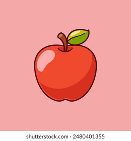 Apple Fruit Cartoon Vector Icon Illustration. Food Object Icon Concept Isolated Premium Vector. Flat Cartoon Style