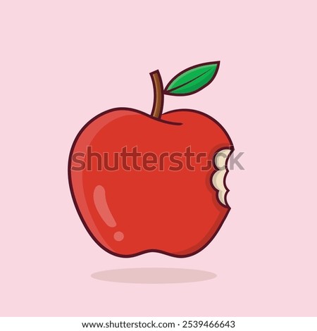Apple Fruit Cartoon Vector Icon Illustration. appel fruit Food Object Icon Concept Isolated Premium Vector. Flat
