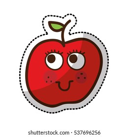 apple fruit character comic icon vector illustration design