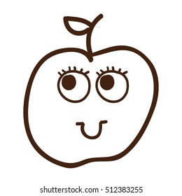 apple fruit character cute icon vector isolated graphic