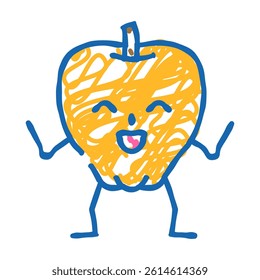 apple fruit character doodle icon sketch vector. apple fruit character sign. isolated symbol illustration