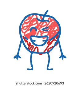 apple fruit character doodle icon sketch vector. apple fruit character sign. isolated symbol illustration