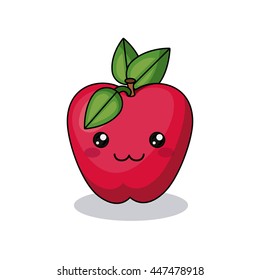 apple fruit character isolated icon design