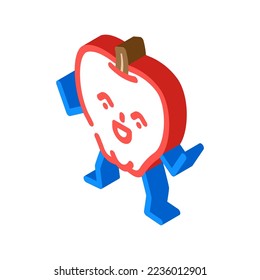 apple fruit character isometric icon vector. apple fruit character sign. isolated symbol illustration