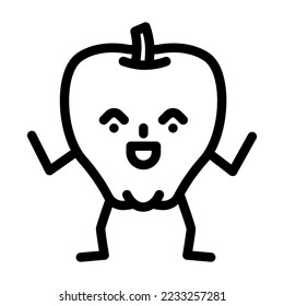 apple fruit character line icon vector. apple fruit character sign. isolated contour symbol black illustration