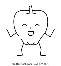 apple fruit character line icon vector. apple fruit character sign. isolated contour symbol black illustration