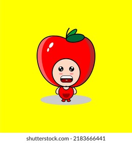 apple fruit character mascot vector illustration