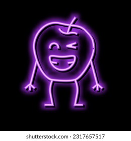 apple fruit character neon light sign vector. apple fruit character illustration