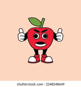 apple fruit character vector logo icon. Abstract red apple fruit character vector. in simple flat illustration style. good for healthy, fresh, smile, etc.