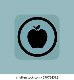 Apple fruit in circle, in square, on pale blue background