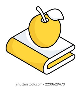 Apple fruit with close book, icon of healthy education