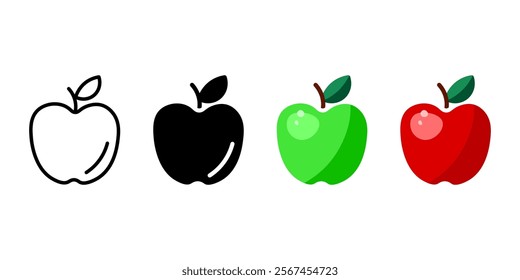 Apple fruit color icon. Red and green apple symbol. Fresh rand ripe fruit sign. Healthy eating pictogram.